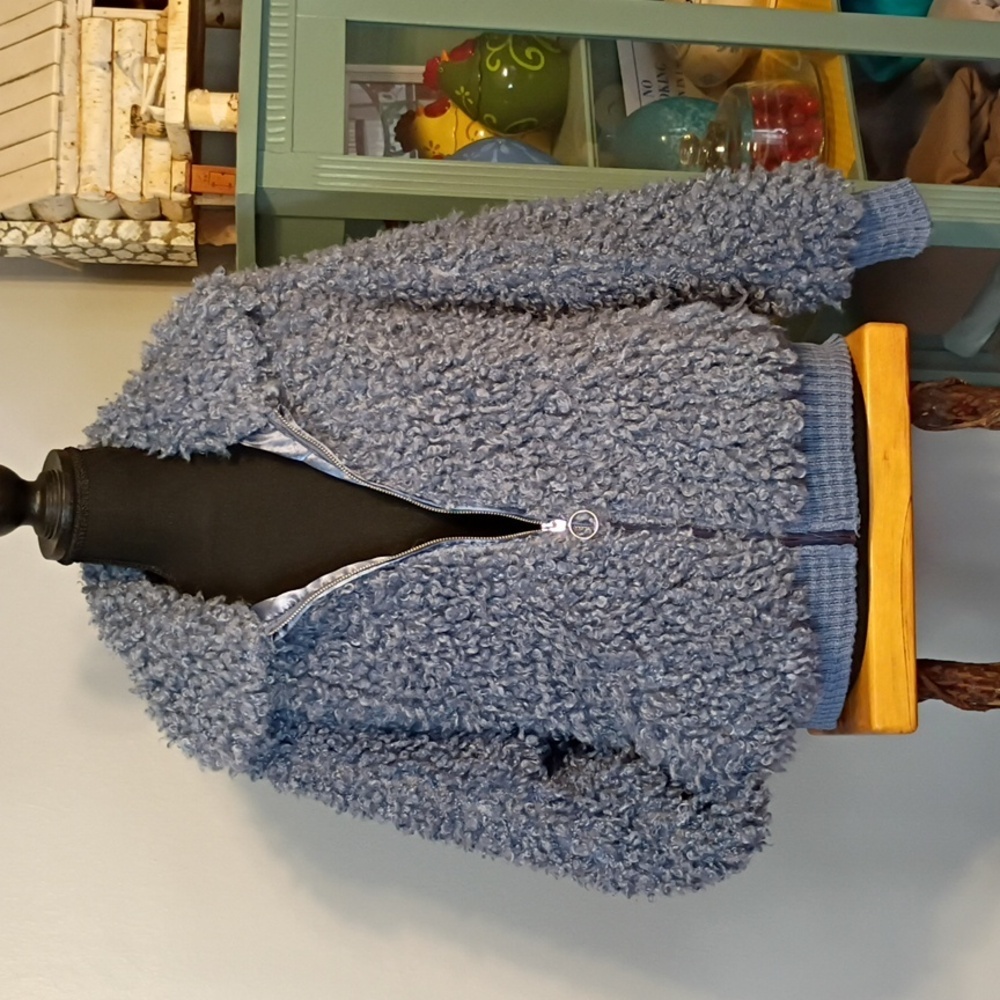 Wild Fable Soft Curly Shag Blue Jacket Size Small m